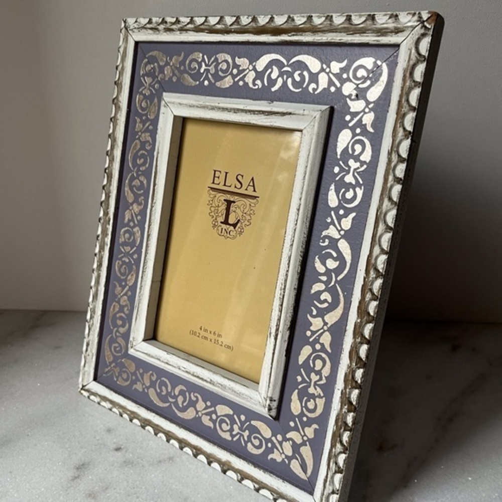 Wood with Floral Motif lavander Joy Elsa L Inc 4x6 Photo Picture Frame